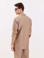 Load image into Gallery viewer, Brown Textured Irish Linen Shirt
