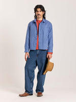 Load image into Gallery viewer, Blue Checkered Oversized Cropped Shirt