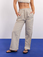 Load image into Gallery viewer, Cream Striped Textured Pull-on Pants
