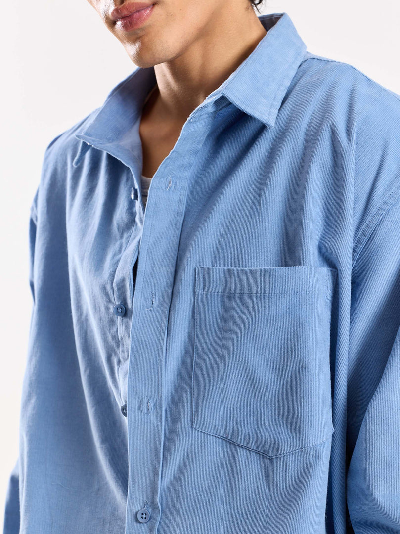 Baby Blue Corduroy Oversized Shirt