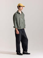 Load image into Gallery viewer, Olive Checkered Oversized Cropped Shirt