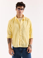 Load image into Gallery viewer, Yellow &amp; White Checkered Poplin Oversized Shirt