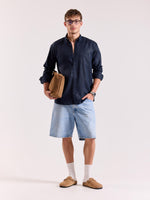 Load image into Gallery viewer, Dark Navy Irish Linen Shirt
