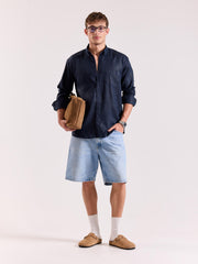 Dark Navy Irish Linen Shirt