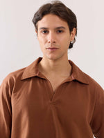 Load image into Gallery viewer, Brown Terry Polo T-shirt
