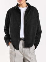 Load image into Gallery viewer, Black Corduroy Oversized Shirt
