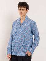 Load image into Gallery viewer, Blue Floral Vine Printed Resort Shirt

