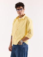 Load image into Gallery viewer, Yellow &amp; White Checkered Poplin Oversized Shirt