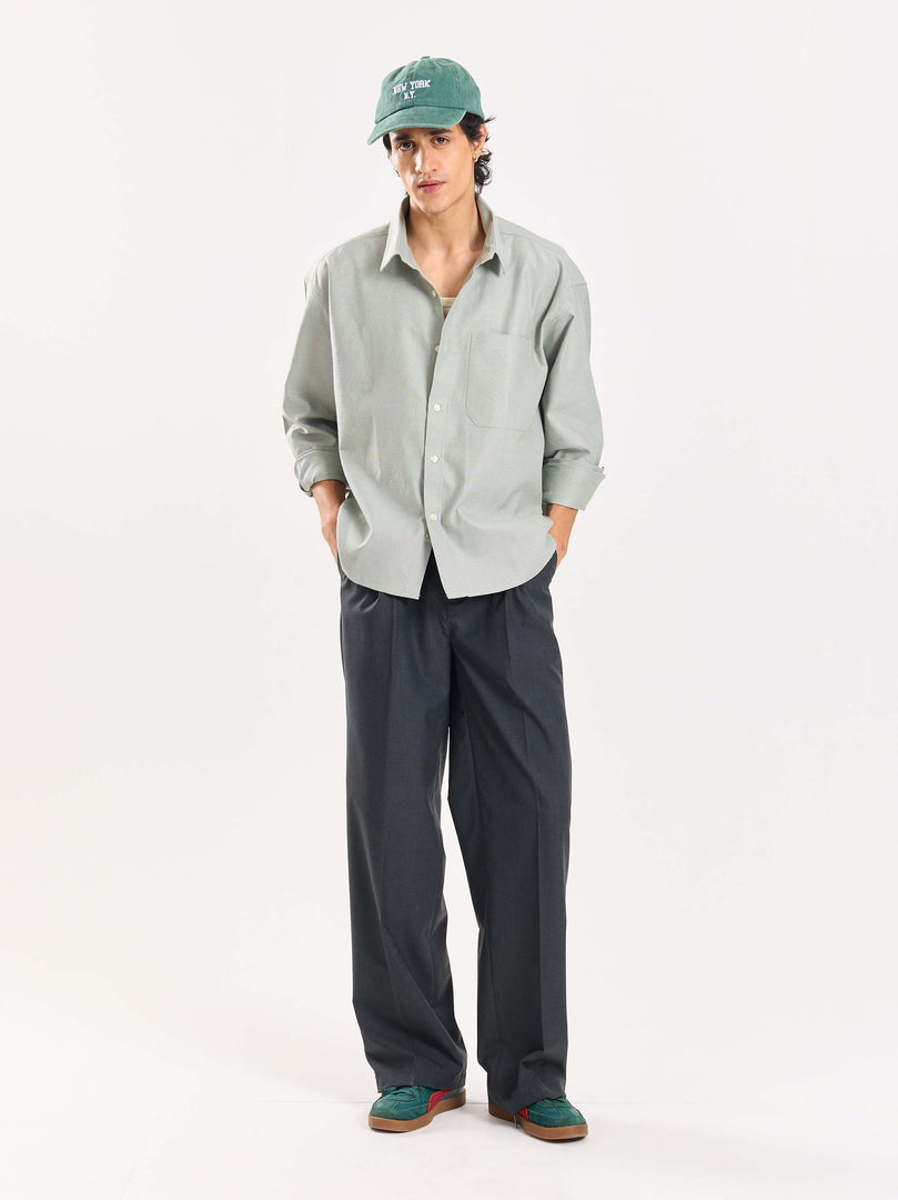 Green & Grey Checked Baggy Fit Trousers