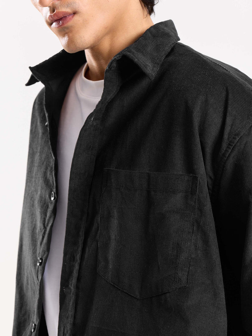 Black Corduroy Oversized Shirt