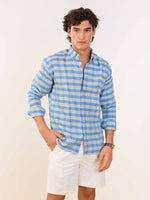 Load image into Gallery viewer, Blue &amp; Green Checked Irish Linen Shirt

