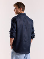 Load image into Gallery viewer, Dark Navy Irish Linen Shirt