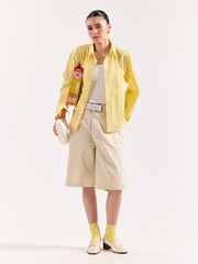 Yellow & White Checkered Poplin Oversized Shirt