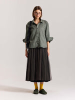 Load image into Gallery viewer, Olive Checkered Oversized Cropped Shirt