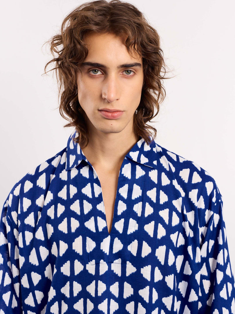 Indigo Blue Indie Printed Pullover