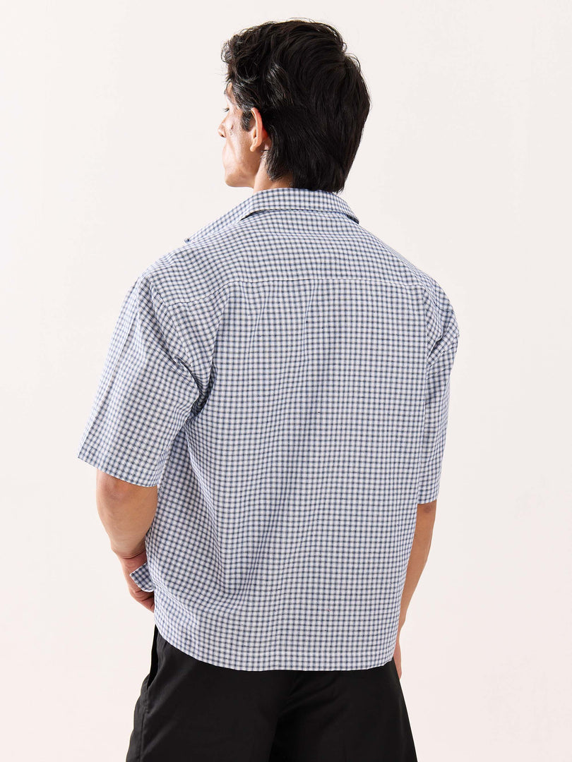 Blue Checkered Cropped Shirt (Pre-Order)