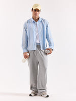 Load image into Gallery viewer, Baby Blue &amp; White Striped Poplin Oversized Shirt