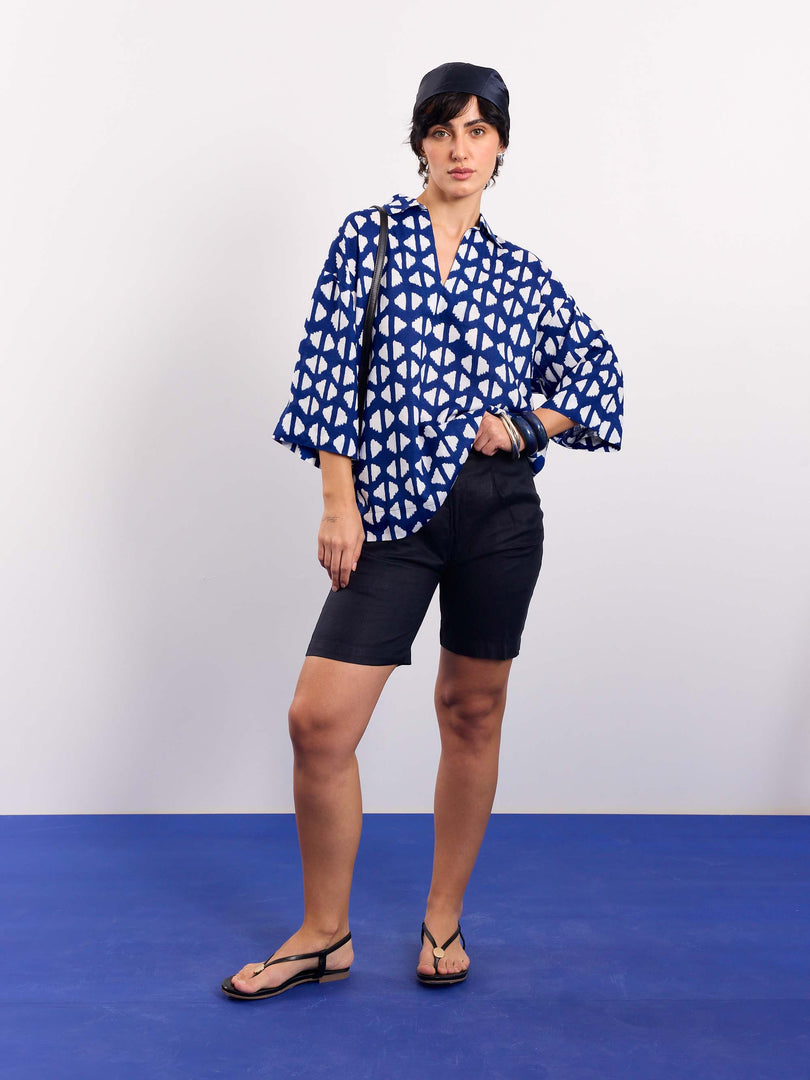 Indigo Blue Indie Printed Pullover