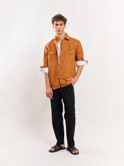Tan Linen Overshirt