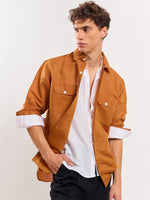 Load image into Gallery viewer, Tan Linen Overshirt
