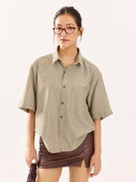 Load image into Gallery viewer, Brown Checkered Cropped Shirt (Pre-Order)
