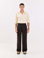Load image into Gallery viewer, Dark Brown Pinstriped Baggy Fit Trousers
