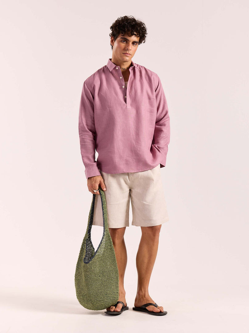 Dusty Rose Linen Pullover