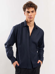 Dark Blue Drape Shirt