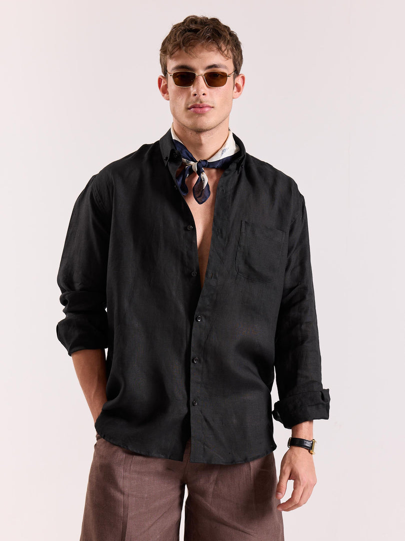 Black Irish Linen Shirt