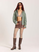 Load image into Gallery viewer, Green Checkered Oversized Cropped Shirt