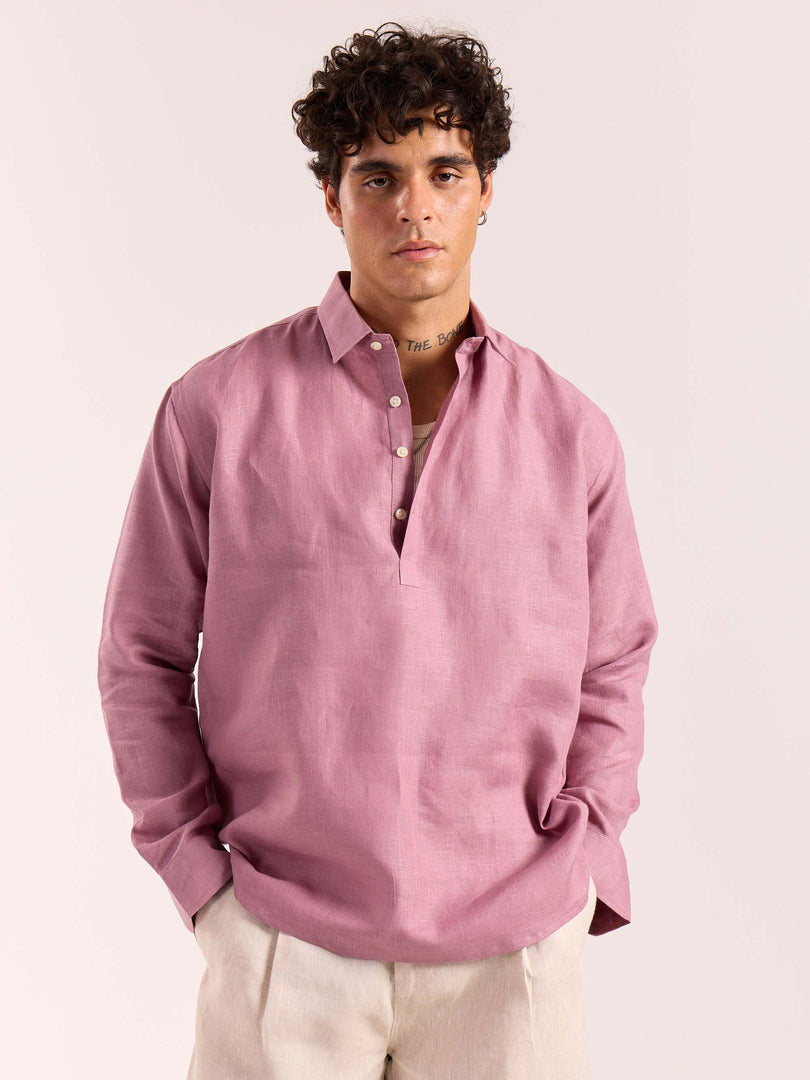 Dusty Rose Linen Pullover