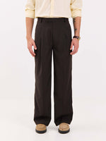 Load image into Gallery viewer, Dark Brown Pinstriped Baggy Fit Trousers
