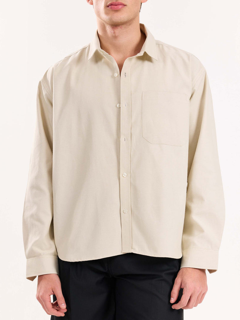 Beige Oversized Cropped Shirt
