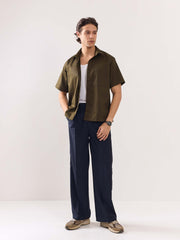 Brown Twill Cropped Shirt