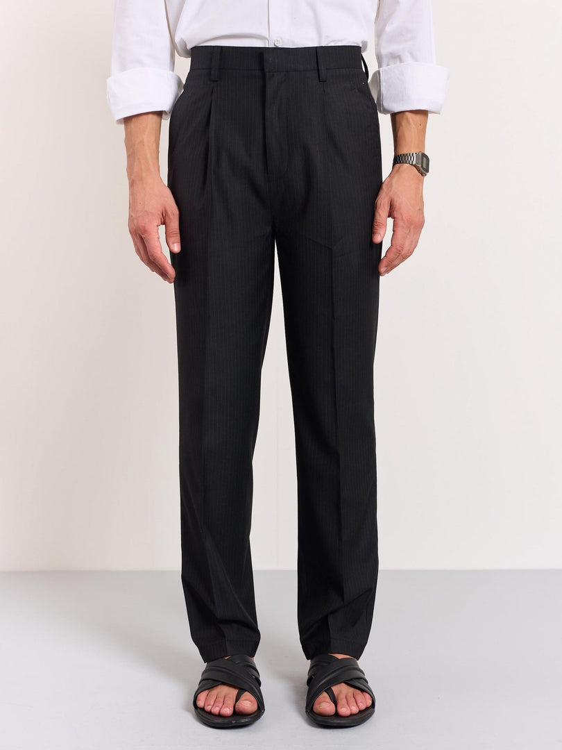Black Pinstriped Trousers