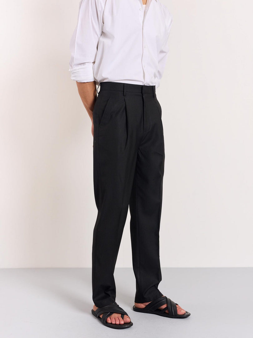 Black Pinstriped Trousers