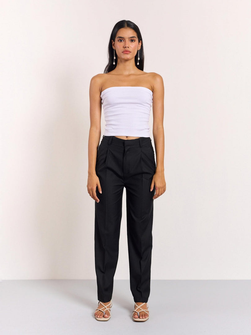 Black Pinstriped Trousers