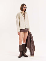 Load image into Gallery viewer, Beige Oversized Cropped Shirt