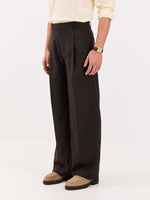 Load image into Gallery viewer, Dark Brown Pinstriped Baggy Fit Trousers
