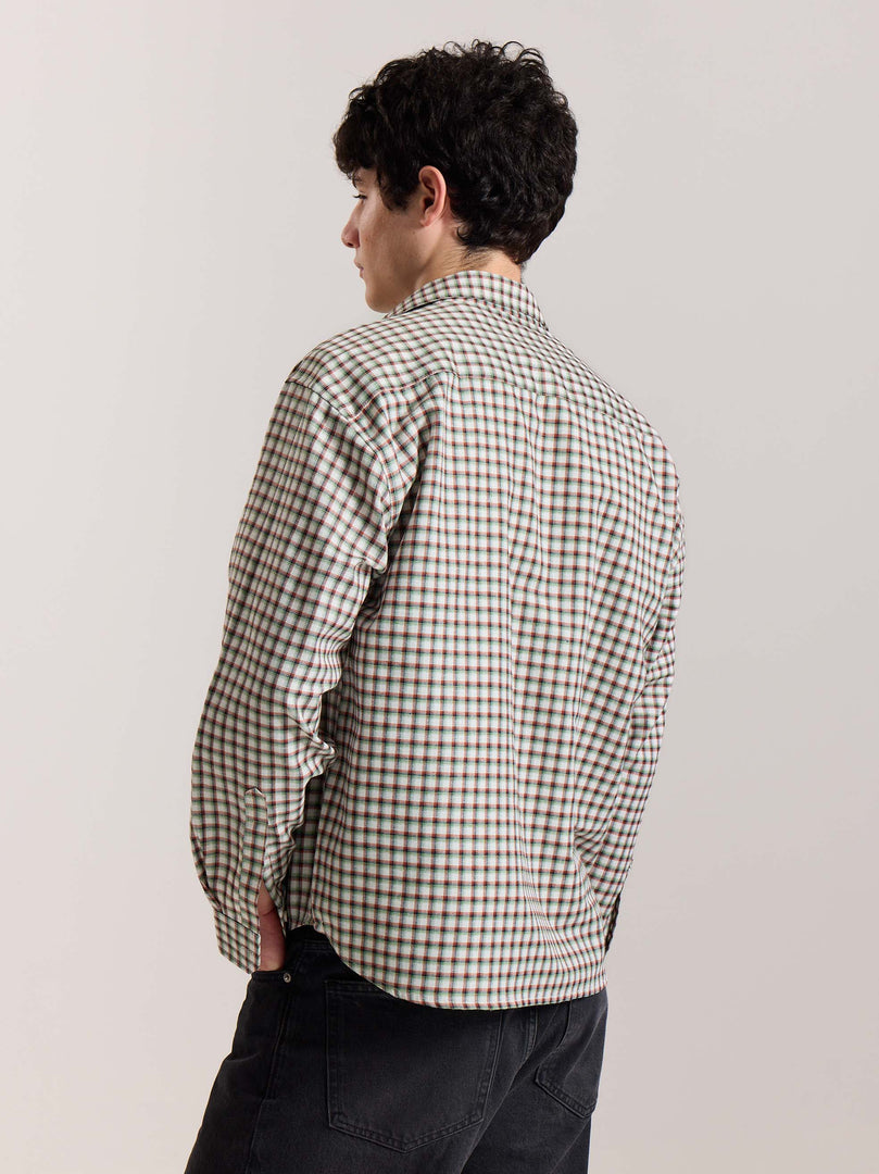Off White Checkered Oversized Cropped Shirt