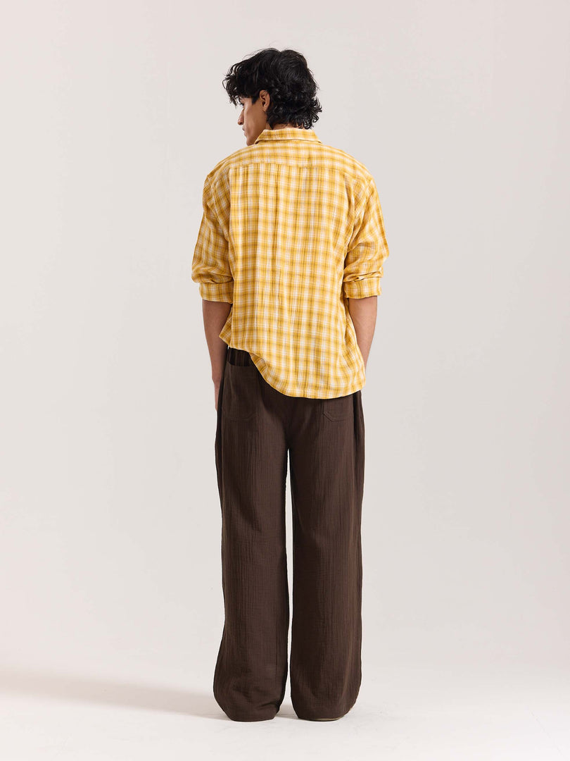 Dark Brown Gauze Pull-on Pants
