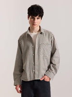 Load image into Gallery viewer, Off White Checkered Oversized Cropped Shirt