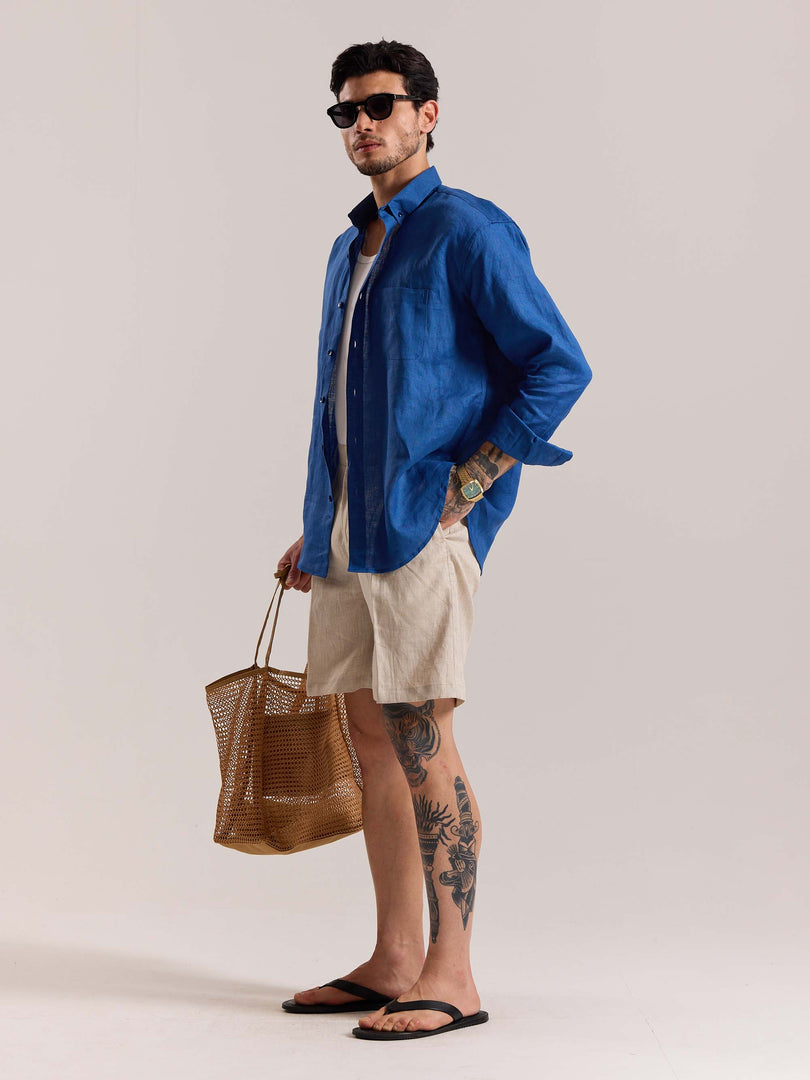Cobalt Blue Irish Linen Shirt