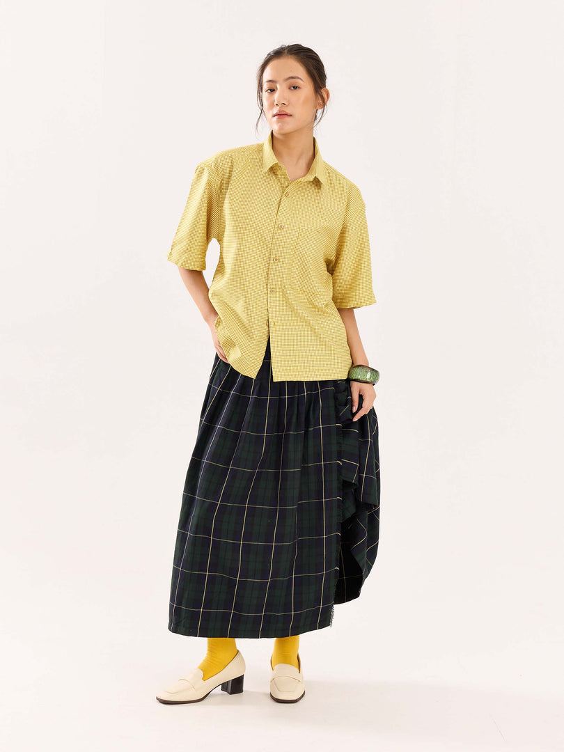 Mustard Checkered Cropped Shirt (Pre-Order)