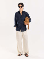 Load image into Gallery viewer, Dark Navy Irish Linen Shirt
