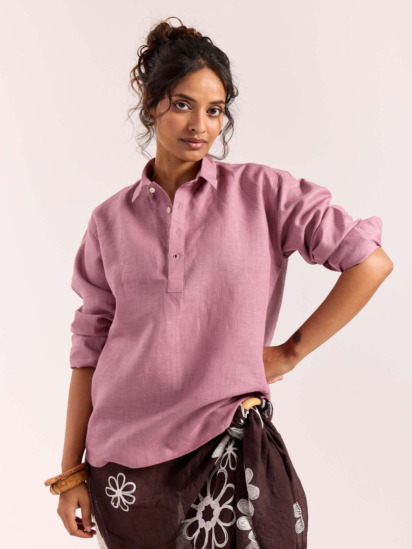 Dusty Rose Linen Pullover
