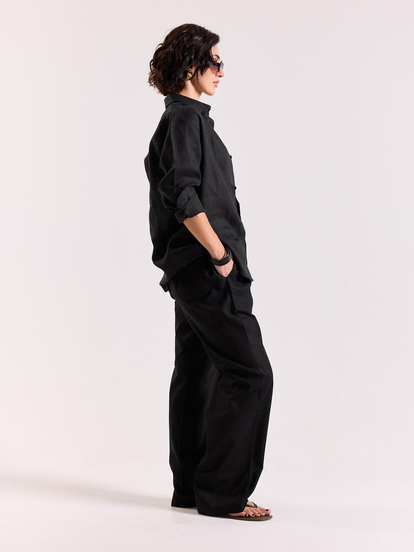 Black Irish Linen Shirt