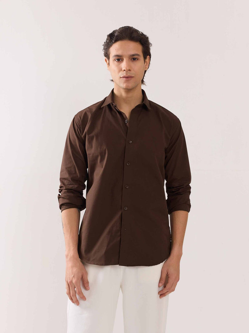 Coffee Brown Poplin Shirt