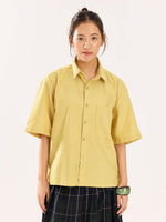 Load image into Gallery viewer, Mustard Checkered Cropped Shirt (Pre-Order)
