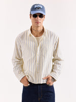 Load image into Gallery viewer, Powder Yellow Striped Poplin Oversized Shirt